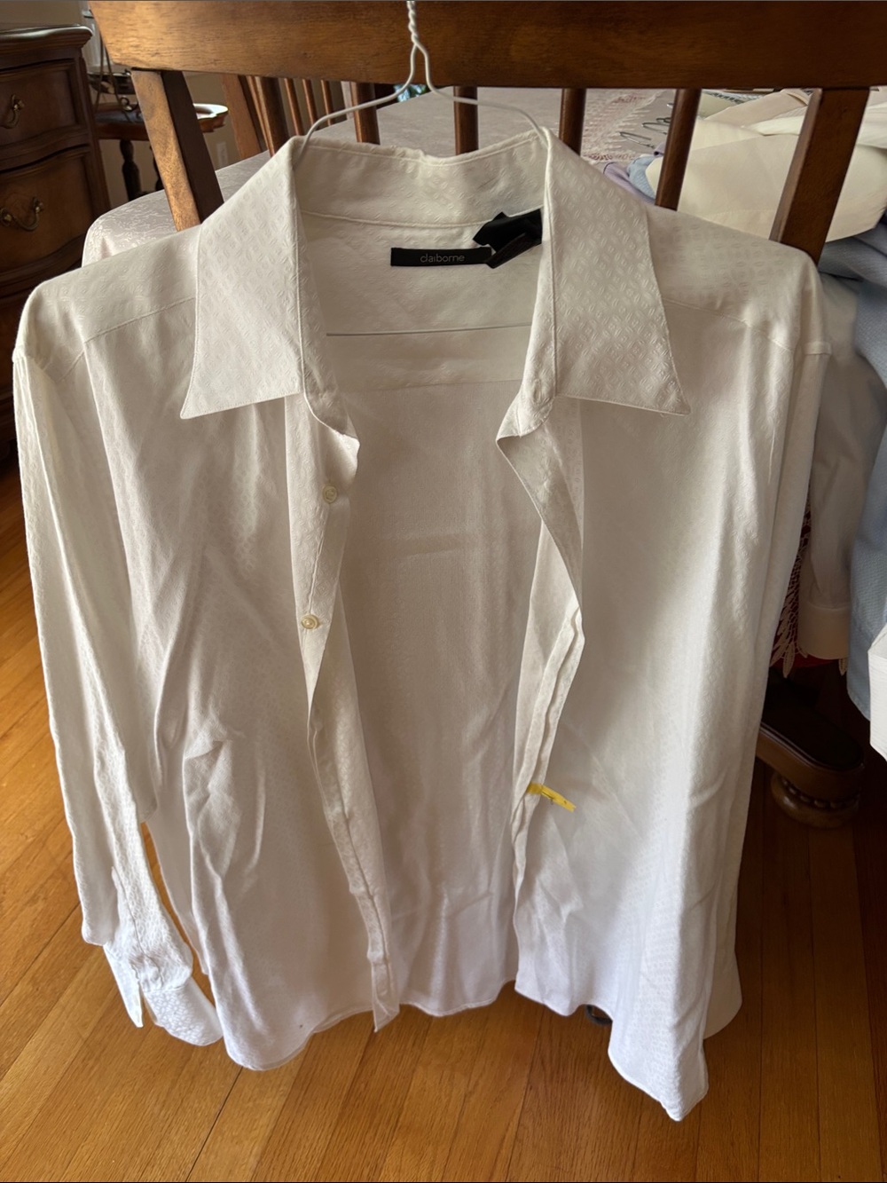Claiborne Men's Off-White Long-Sleeve Dress Shirt